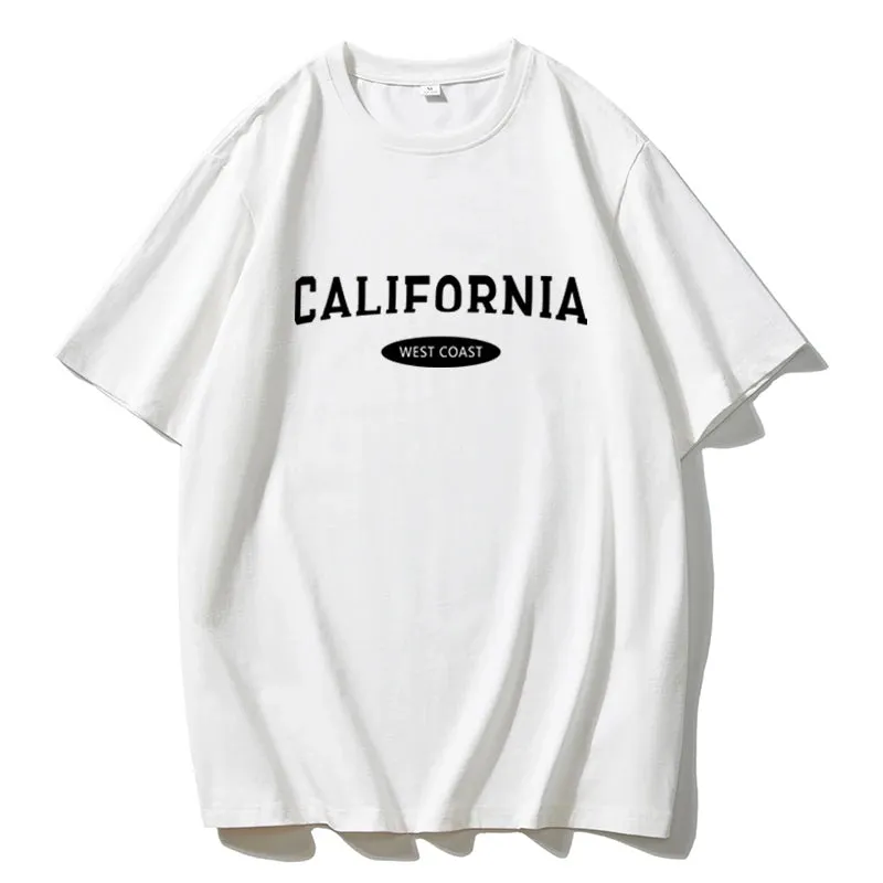 Women Simple Letter Print Cotton T-shirts