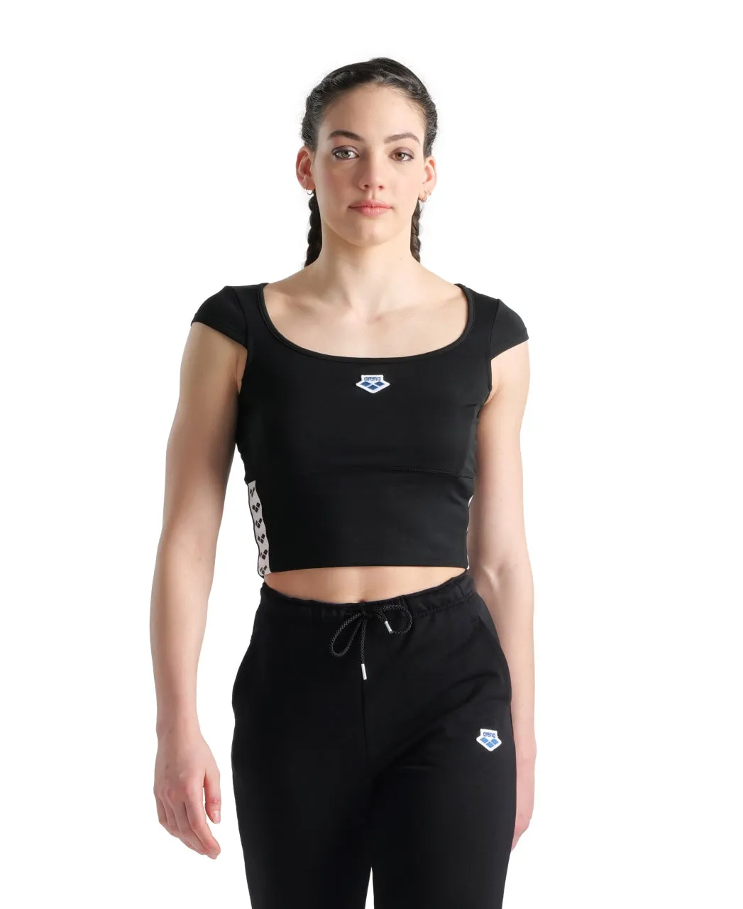 Women's Arena Icons Bra Top Black-White-Black