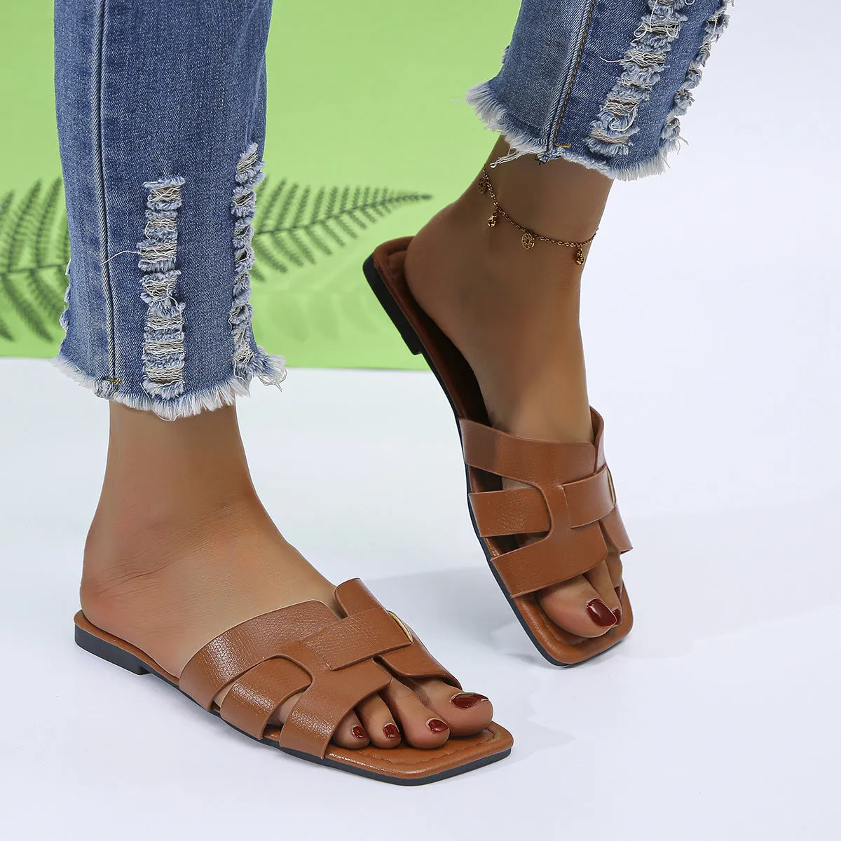 Women's Casual Double Button Cork Slippers