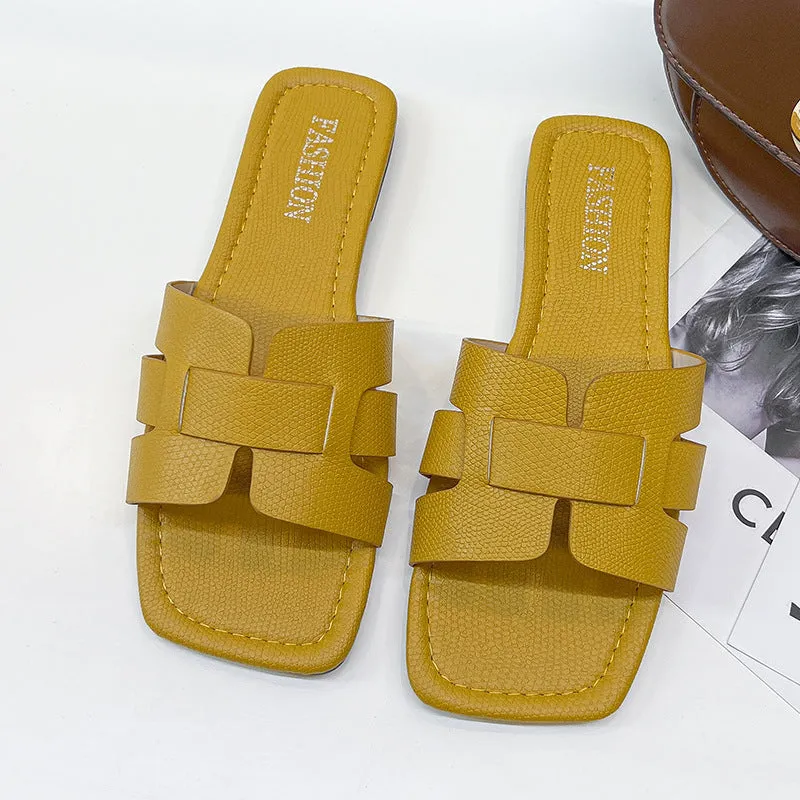 Women's Casual Double Button Cork Slippers