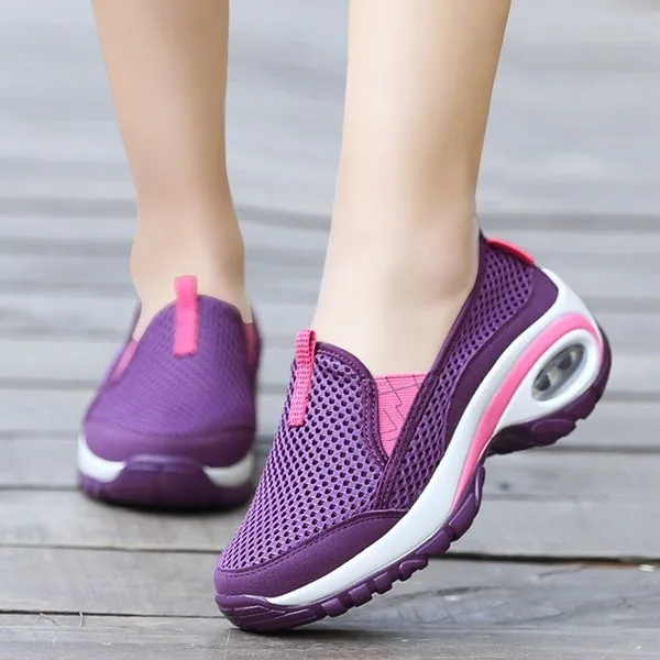 Womens Casual Sport Breathable Mesh Shoes Fashion Air Cushion Non-slip Running Shoes