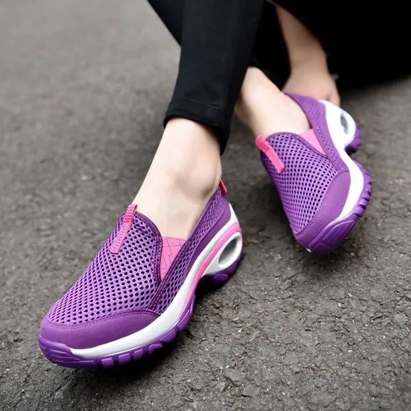 Womens Casual Sport Breathable Mesh Shoes Fashion Air Cushion Non-slip Running Shoes