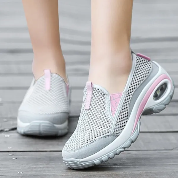 Womens Casual Sport Breathable Mesh Shoes Fashion Air Cushion Non-slip Running Shoes