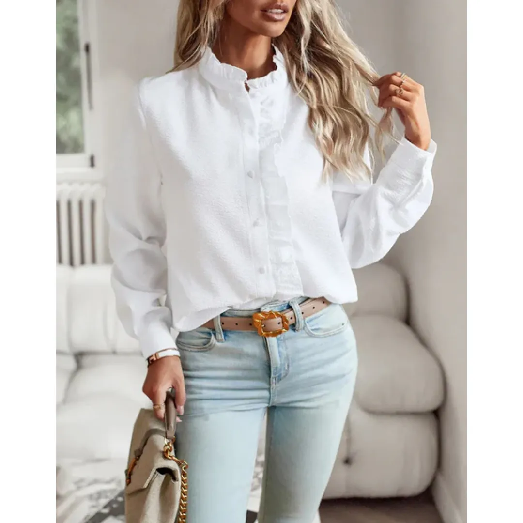 Women's Casual Summer Ruffled Shirt | Long Sleeve