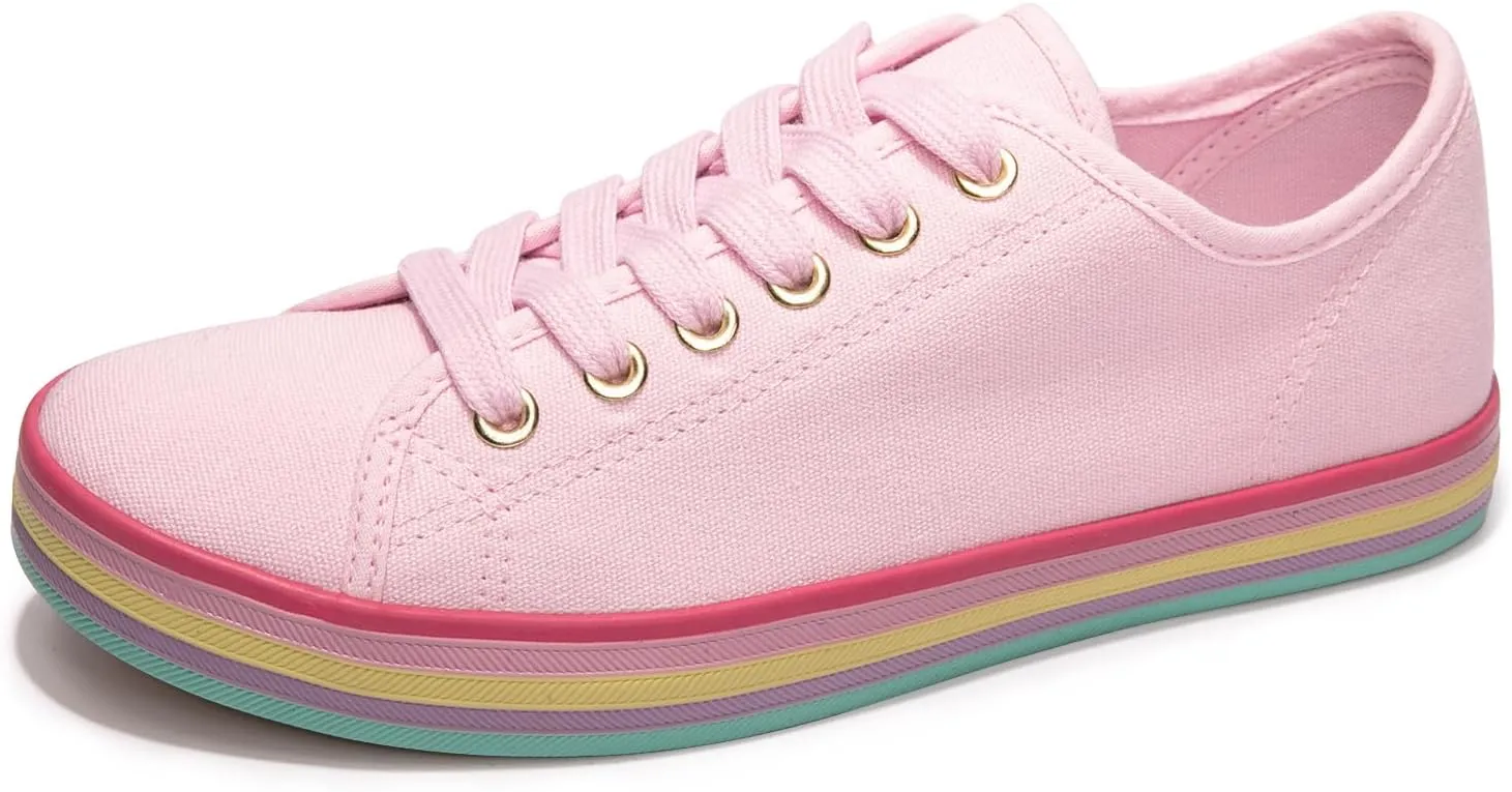 Women's Low Top Canvas Shoes Lace up Casual Comfort Walking Shoes