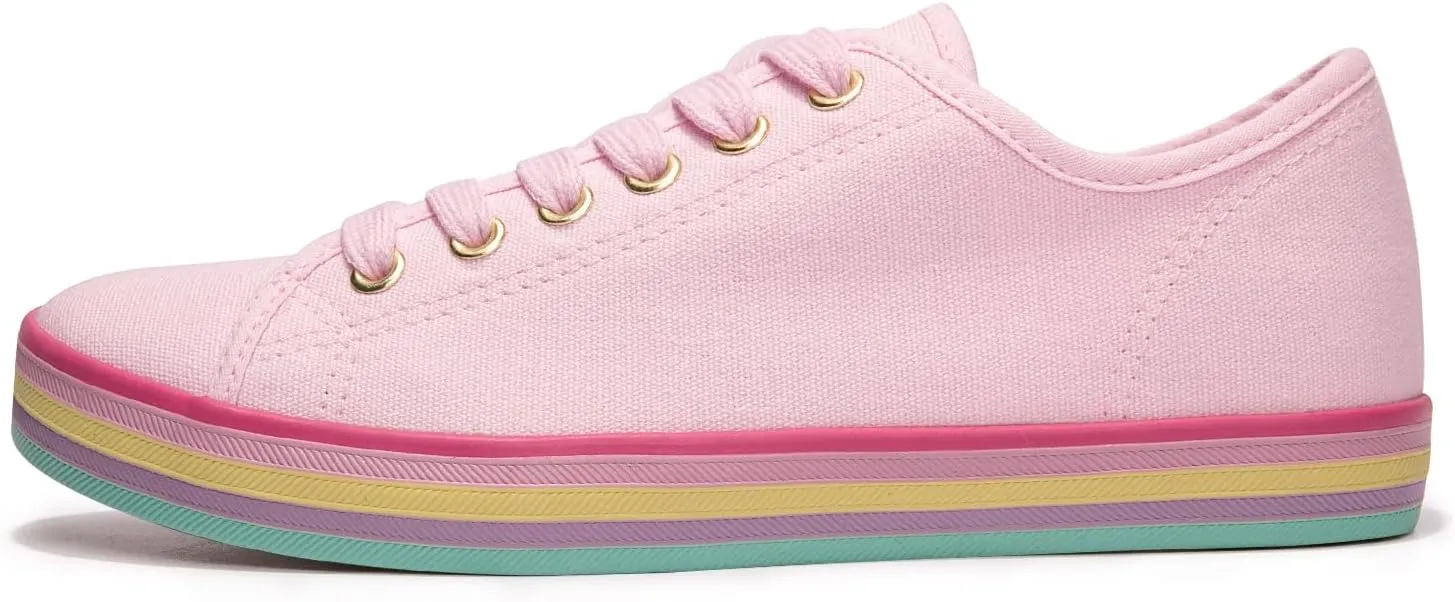 Women's Low Top Canvas Shoes Lace up Casual Comfort Walking Shoes