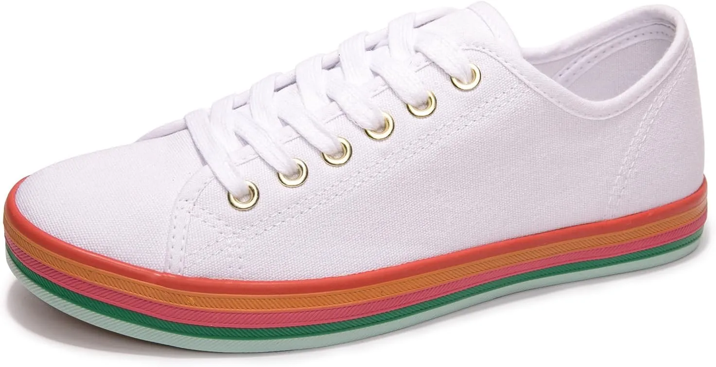 Women's Low Top Canvas Shoes Lace up Casual Comfort Walking Shoes