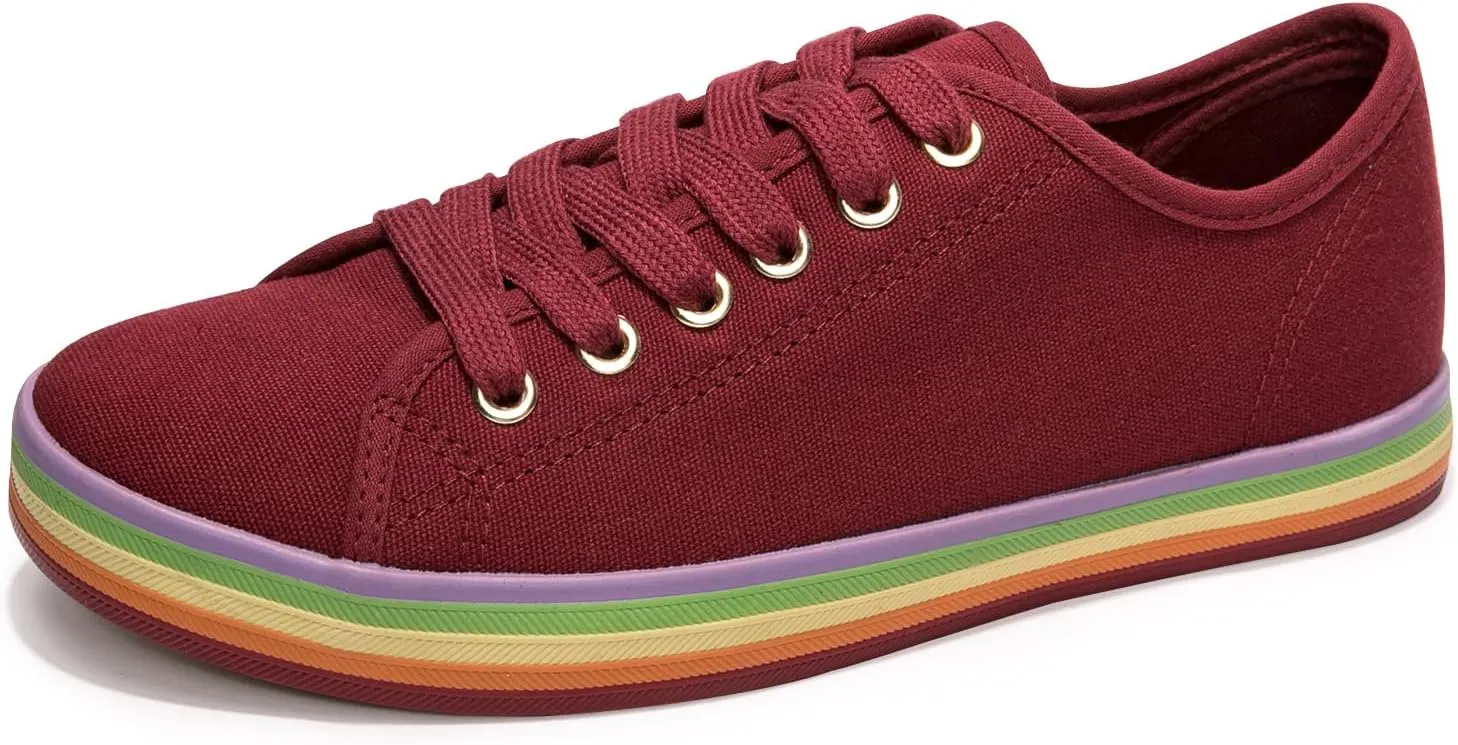 Women's Low Top Canvas Shoes Lace up Casual Comfort Walking Shoes