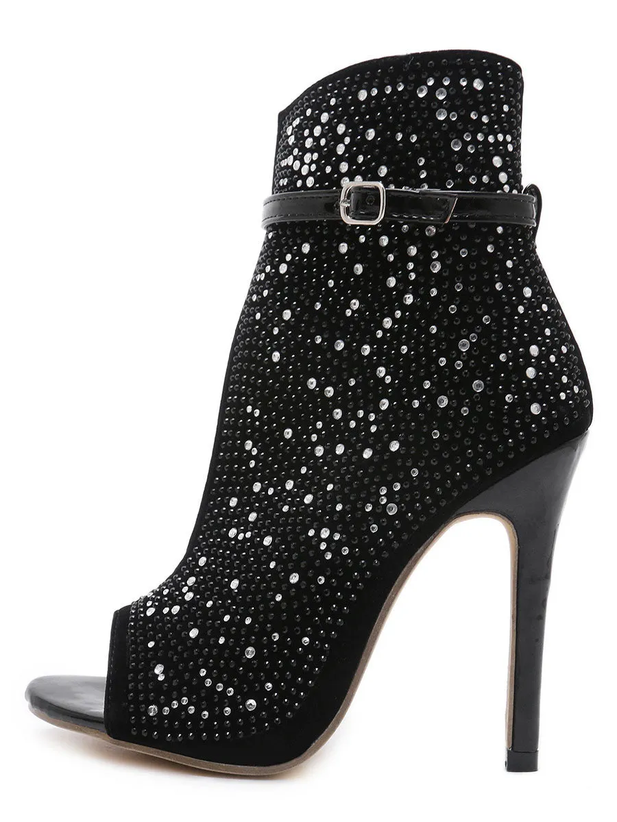 Women's Sandals Summer Fish Mouth Rhinestones Stilettos Large Size