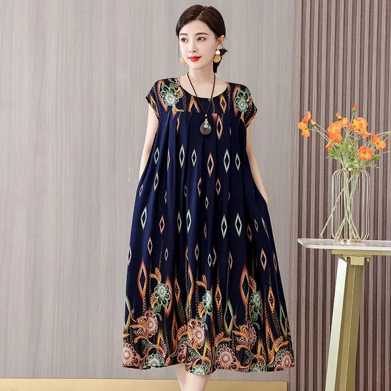 Women's Summer Dress – Loose Fit Cotton Floral Print