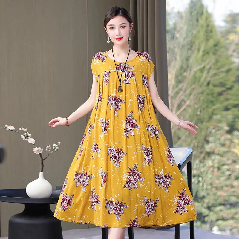 Women's Summer Dress – Loose Fit Cotton Floral Print