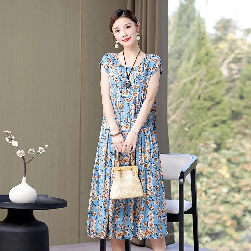 Women's Summer Dress – Loose Fit Cotton Floral Print