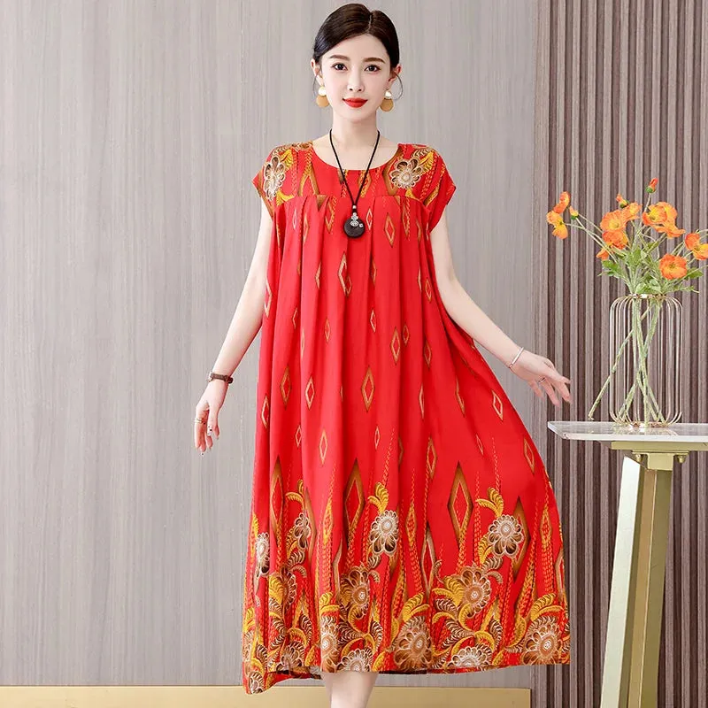 Women's Summer Dress – Loose Fit Cotton Floral Print