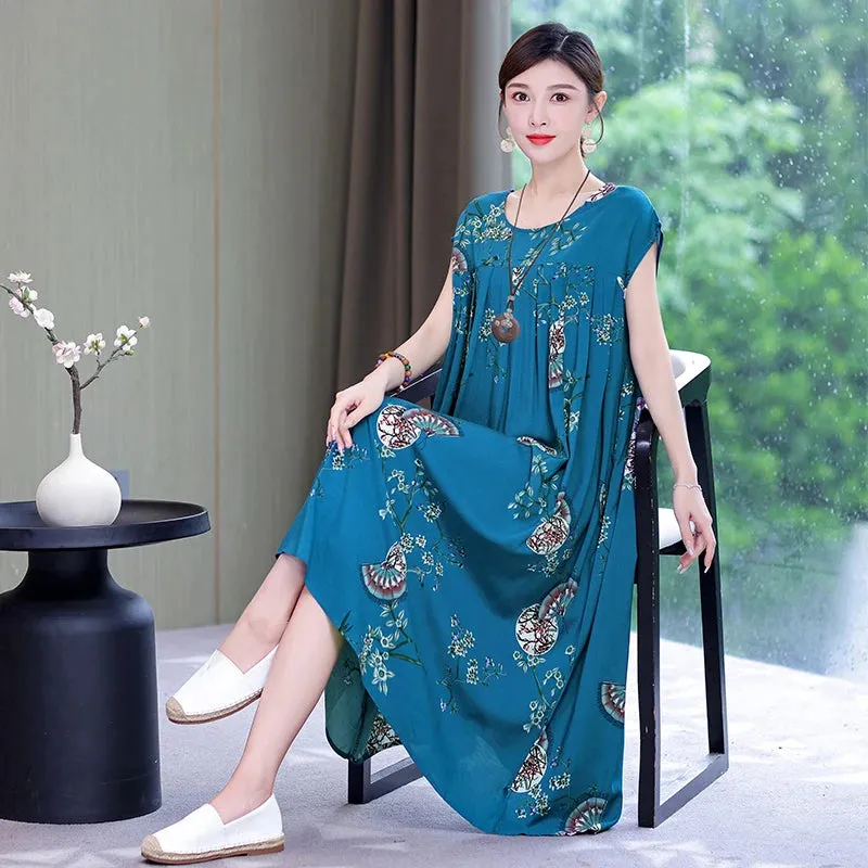 Women's Summer Dress – Loose Fit Cotton Floral Print