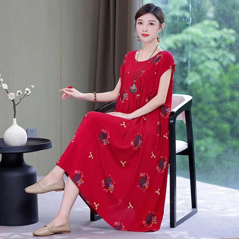Women's Summer Dress – Loose Fit Cotton Floral Print