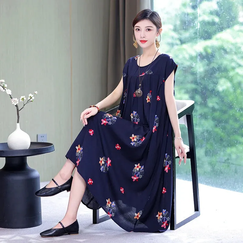 Women's Summer Dress – Loose Fit Cotton Floral Print