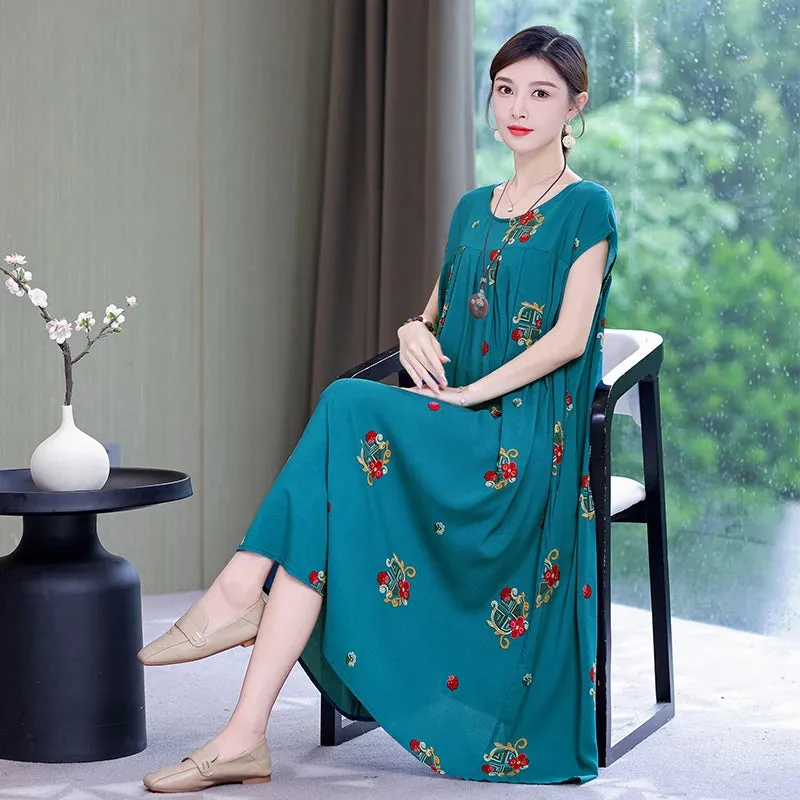 Women's Summer Dress – Loose Fit Cotton Floral Print