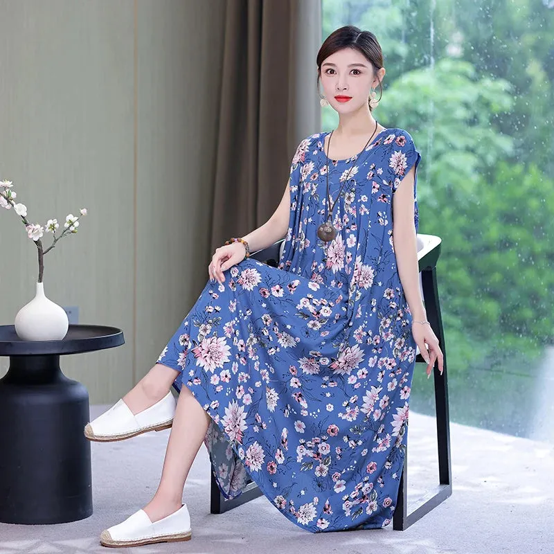 Women's Summer Dress – Loose Fit Cotton Floral Print
