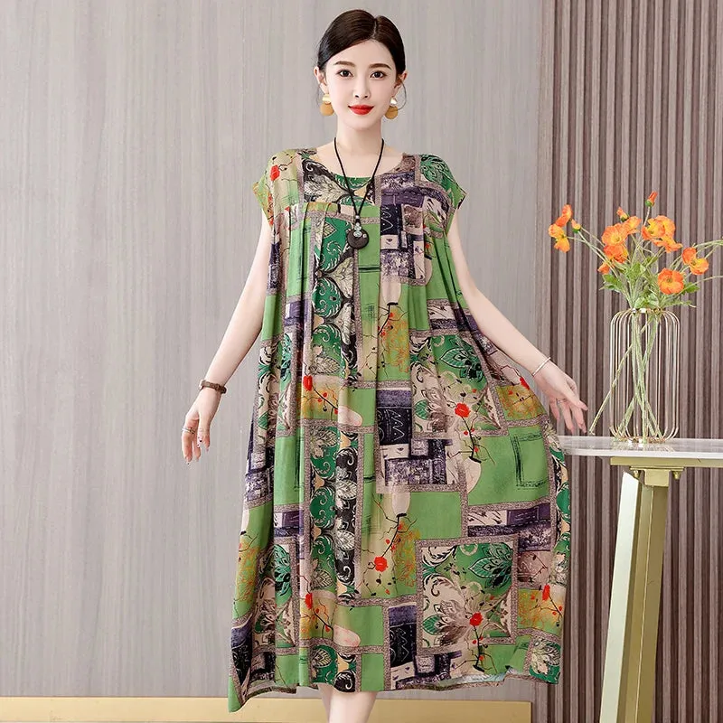 Women's Summer Dress – Loose Fit Cotton Floral Print
