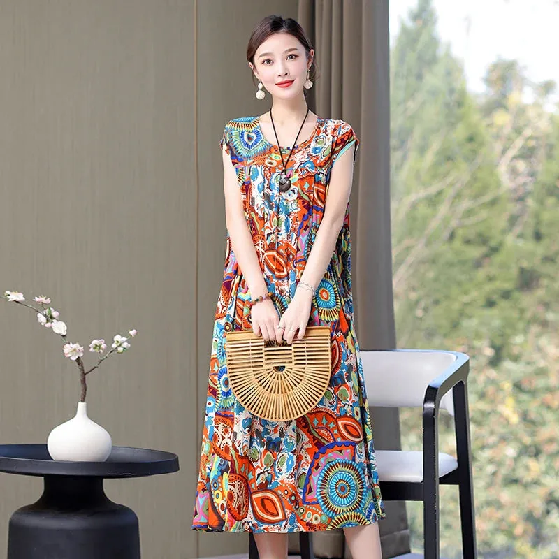 Women's Summer Dress – Loose Fit Cotton Floral Print