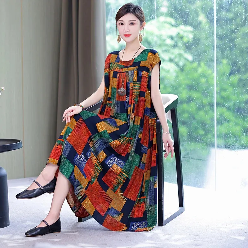 Women's Summer Dress – Loose Fit Cotton Floral Print