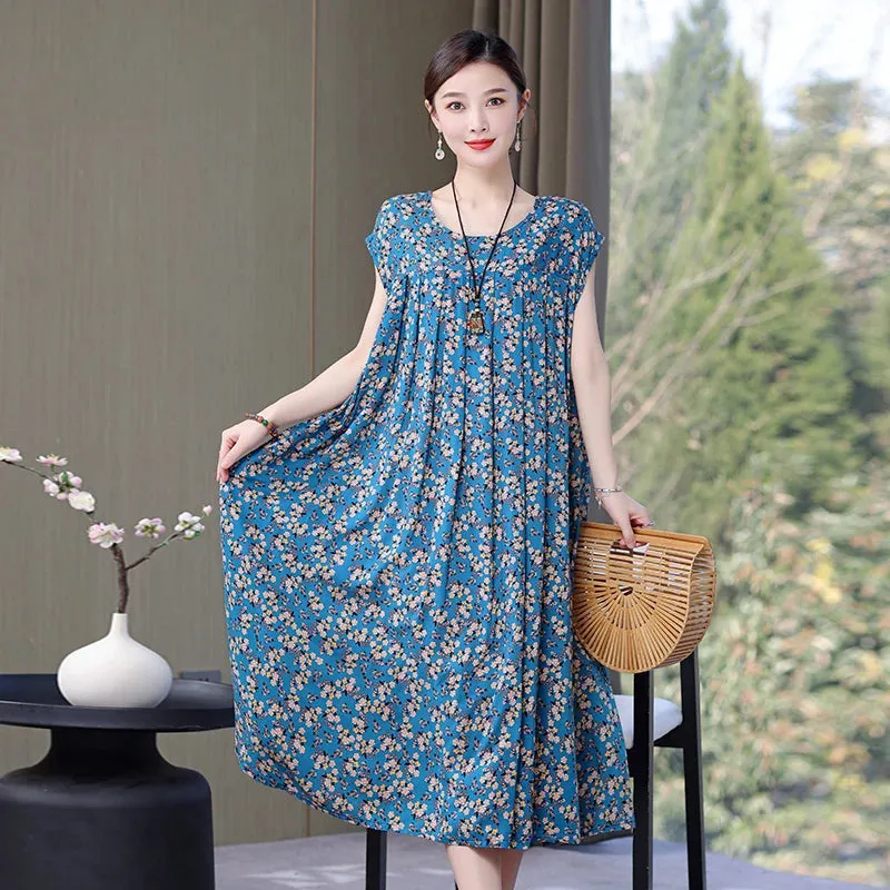 Women's Summer Dress – Loose Fit Cotton Floral Print