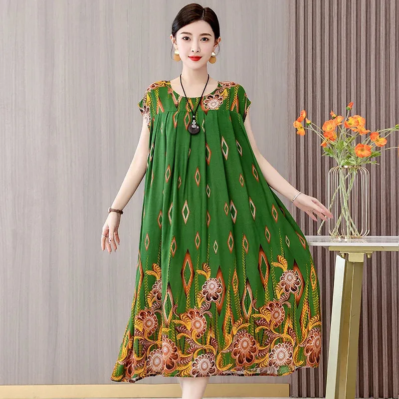 Women's Summer Dress – Loose Fit Cotton Floral Print
