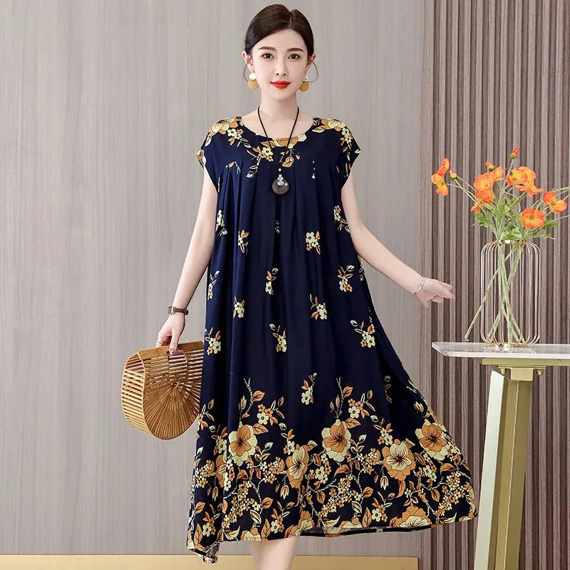 Women's Summer Dress – Loose Fit Cotton Floral Print