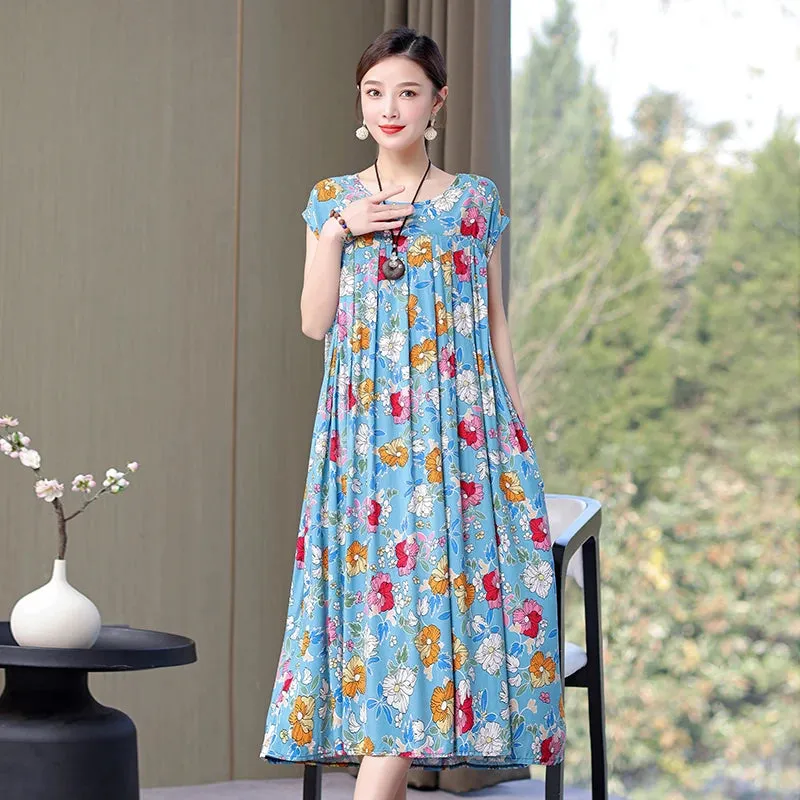 Women's Summer Dress – Loose Fit Cotton Floral Print