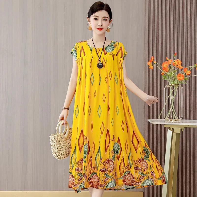 Women's Summer Dress – Loose Fit Cotton Floral Print