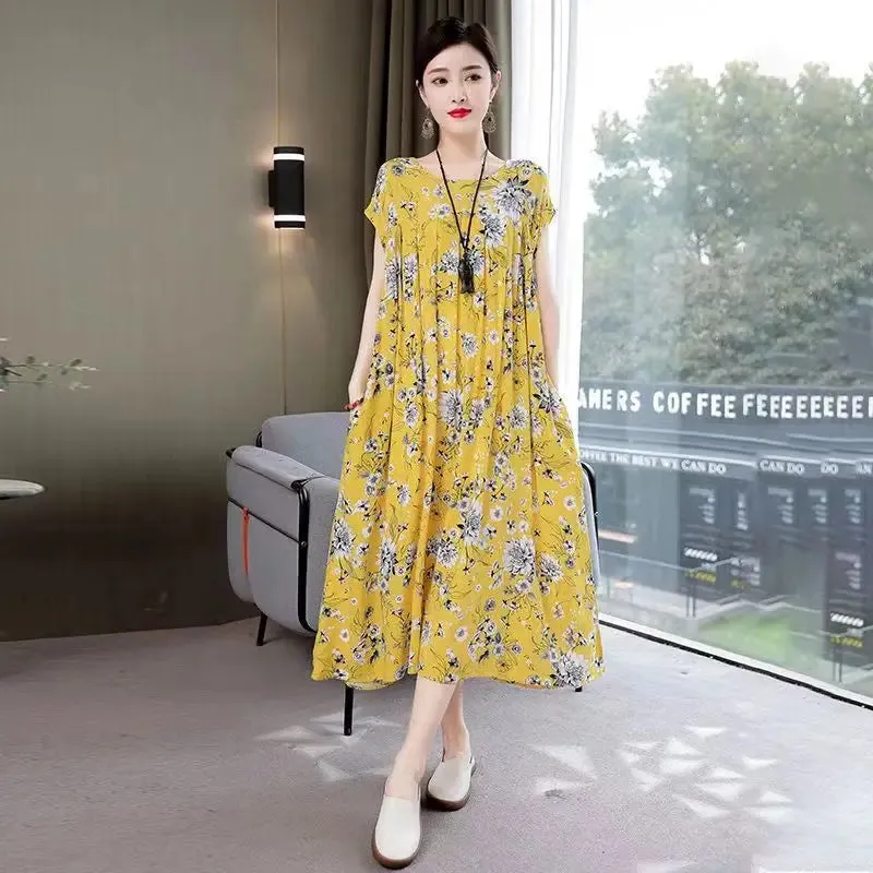 Women's Summer Dress – Loose Fit Cotton Floral Print