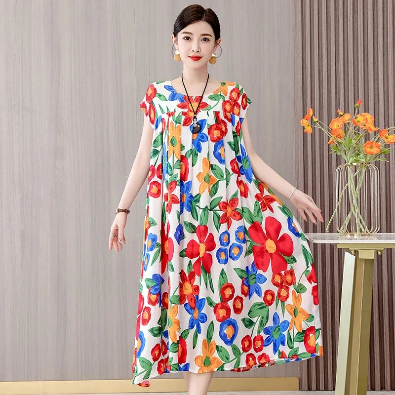 Women's Summer Dress – Loose Fit Cotton Floral Print