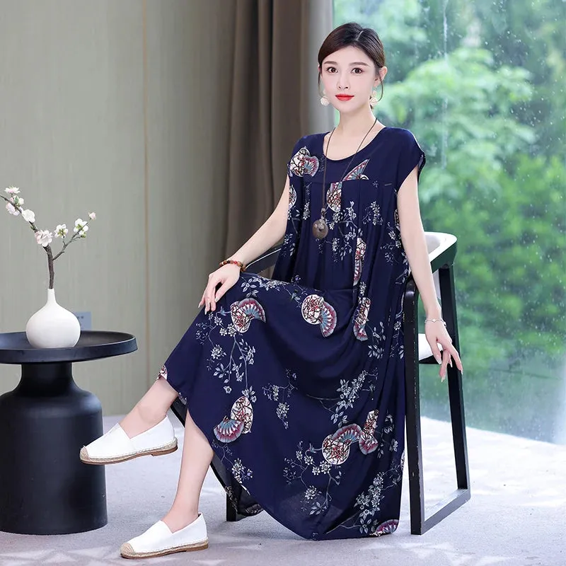 Women's Summer Dress – Loose Fit Cotton Floral Print