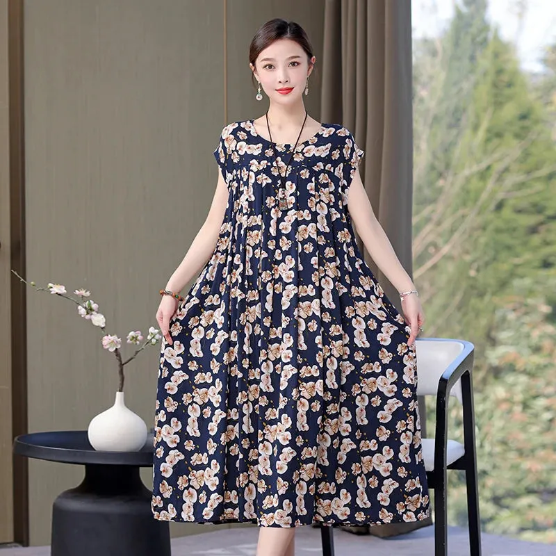 Women's Summer Dress – Loose Fit Cotton Floral Print