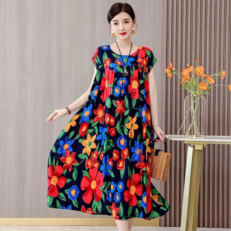 Women's Summer Dress – Loose Fit Cotton Floral Print
