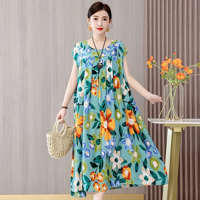 Women's Summer Dress – Loose Fit Cotton Floral Print