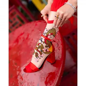 Year of the Dragon Sheer Crew Sock - US W10-14/US M8-12
