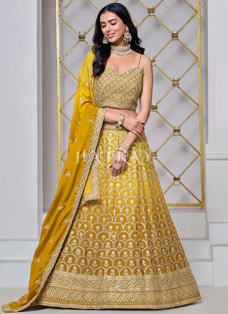 Yellow Ombré Embroidered Wedding Lehenga Choli