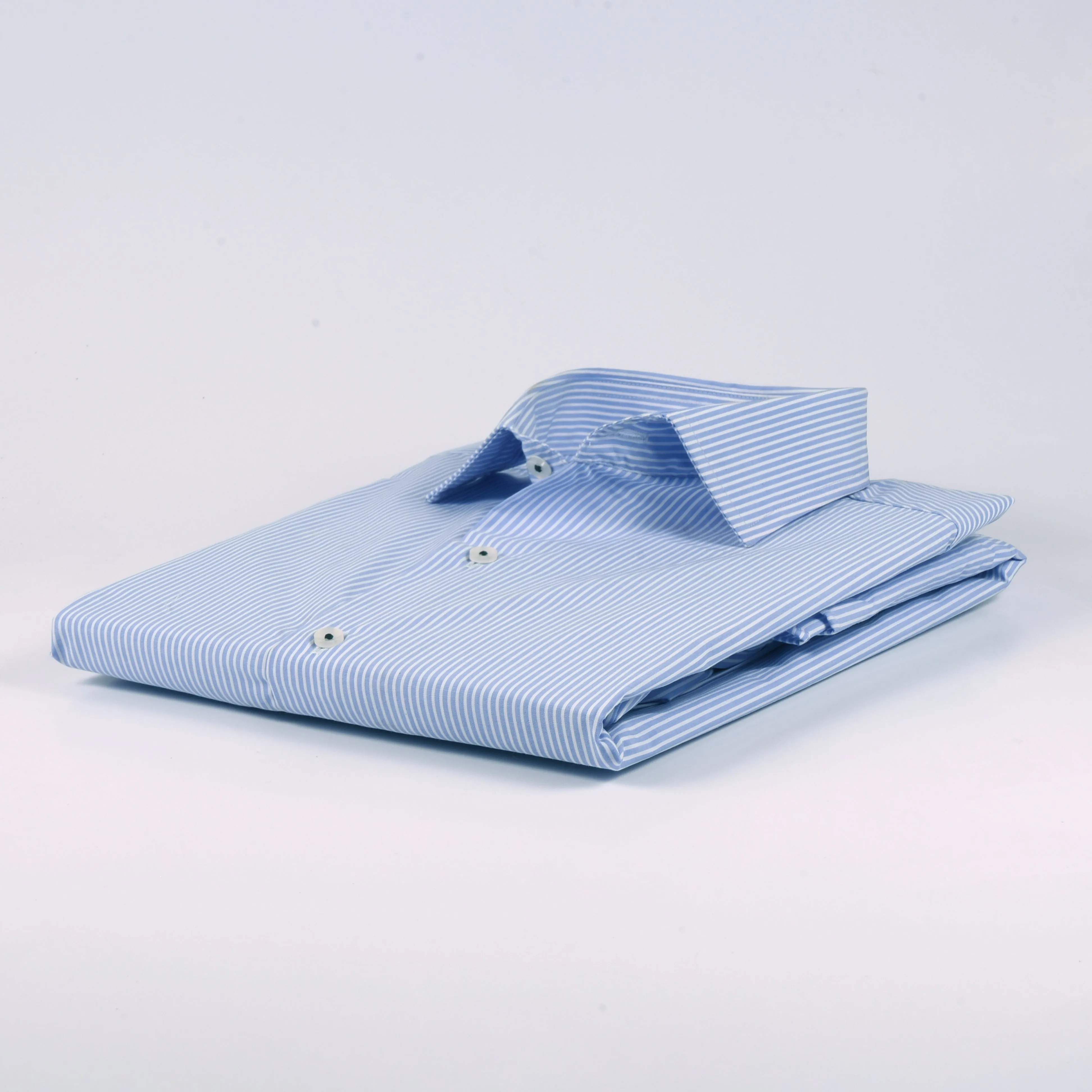 ZR Sky Blue & White D-Pin Stripes Shirt