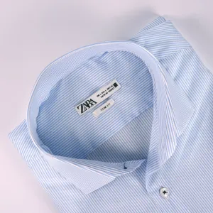 ZR Sky Blue & White T-Pin Stripes Shirt