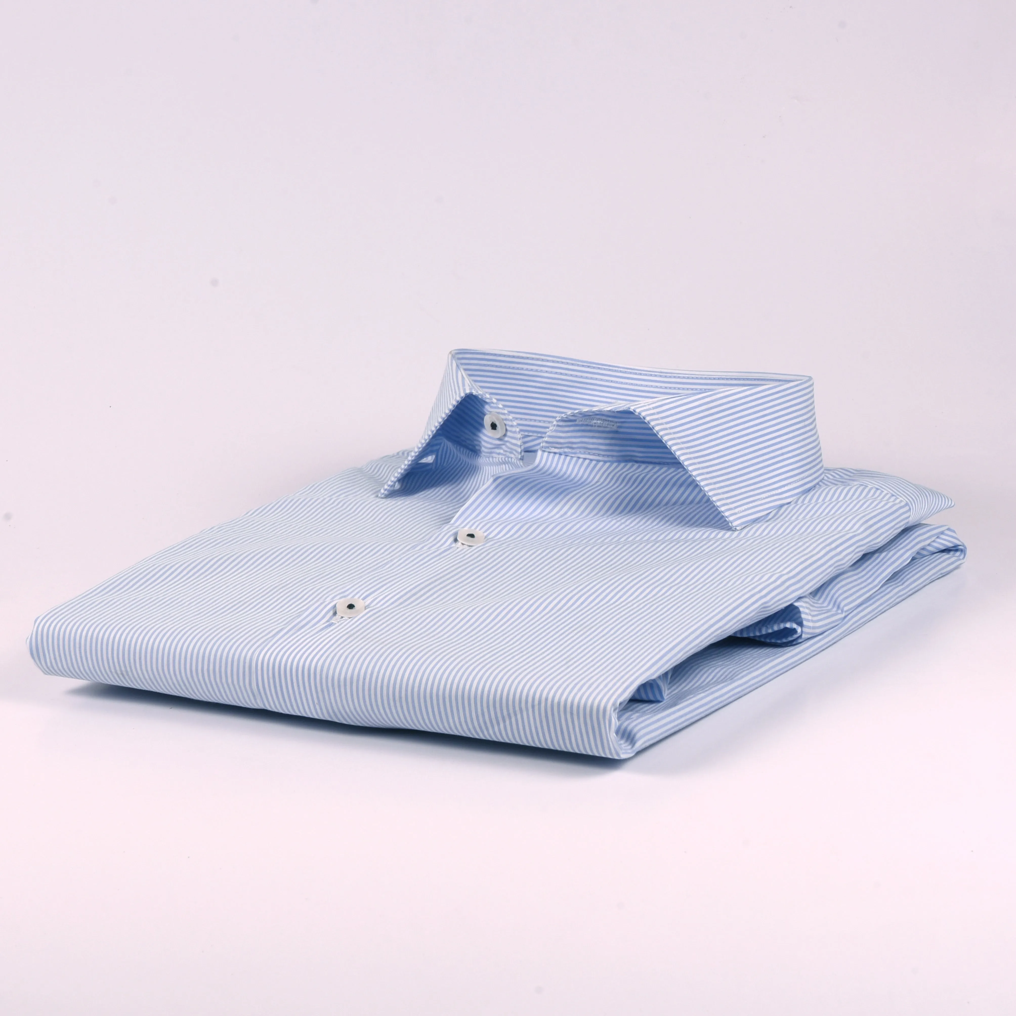 ZR Sky Blue & White T-Pin Stripes Shirt